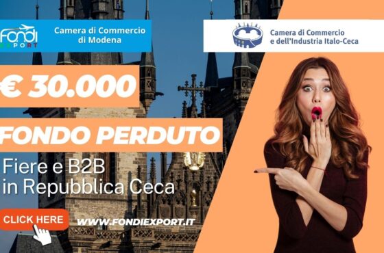 30.000€ di finanziamento a fondo perduto per l’export in Repubblica Ceca dalla Camera di Commercio di Modena per fiere e B2B