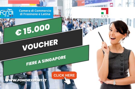 15.000€ di finanziamento sottoforma di voucher dalla Camera di Commercio Frosinone Latina per l’export a Singapore per fiere
