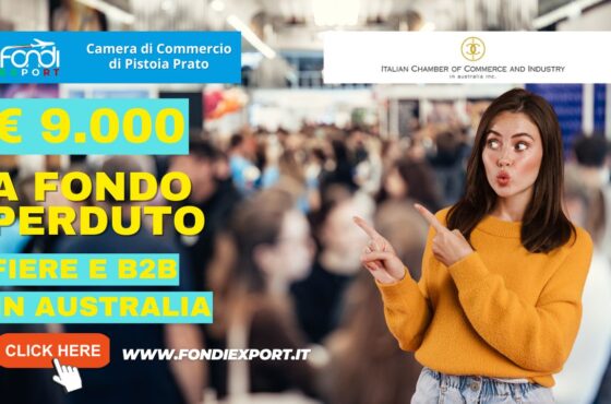 9000 euro di finanziamento a fondo perduto per fiere, B2B, eventi promozionali, consulenze specialistiche in Australia a Sydney