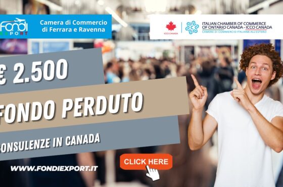 Partecipa all’acquisto di servizi di consulenza export, Temporary Export Manager/ Digital Export Manager, analisi mercati, promozione prodotti, B2B, eventi promozionali in Canada a Toronto con 2500 euro a fondo perduto: spingi l’export della tua azienda