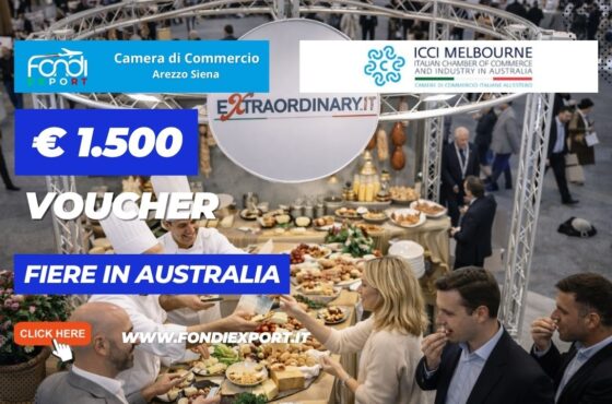 Finanziamento a fondo perduto di €1.500 subito per la tua impresa: esporta in Australia a Melbourne con la Camera di Commercio di Arezzo Siena