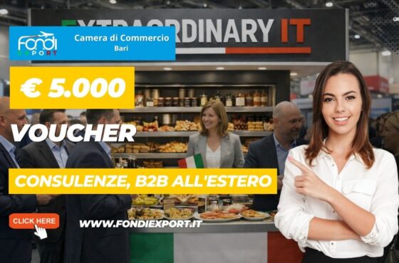 Internazionalizzazione 2026: fino a 5.000 € a fondo perduto con la Camera di Commercio di Bari
