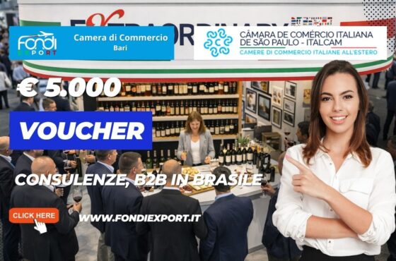Finanziamento a fondo perduto di €5.000 subito per la tua impresa: esporta in Brasile con la Camera di Commercio di Bari