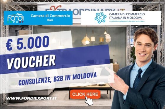 Rivoluzione export in Moldova: scala il mercato moldavo con il finanziamento a fondo perduto di €5.000 e la Camera di Commercio Italiana in Moldova