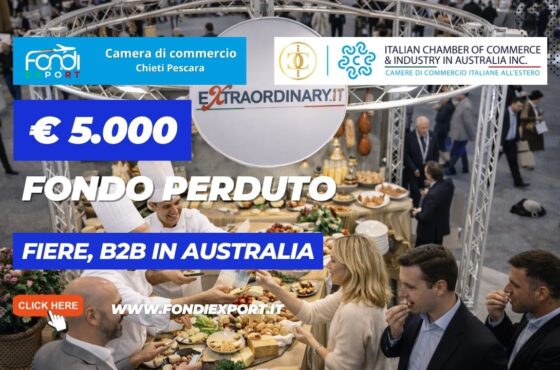 €5.000 pronti all’uso: come usare i fondi della Camera di Commercio di Chieti Pescara per Fiere, B2B della Italian Chamber of Commerce and Industry in Australia nel 2026