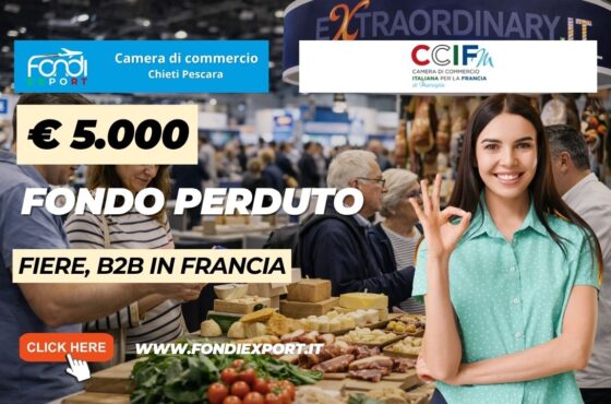 Mai più barriere verso il mercato francese: sblocca ora il finanziamento a fondo perduto di €5.000 per la tua impresa: esporta in Francia con la Camera di Commercio di Chieti Pescara