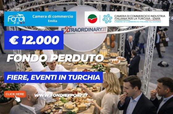 finanziamento a fondo perduto di €12.000 subito per la tua impresa: esporta in Turchia a Izmir con la Camera di Commercio dell’Emilia Parma Piacenza Reggio Emilia