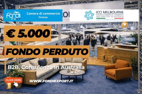 finanziamento a fondo perduto di €5.000 per l’export in Australia a Melbourne: bando della Camera di Commercio di Firenze per B2B Ricerca Partners, Consulenza Export, Temporary Export Manager