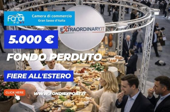 Bando Internazionalizzazione 2026 Gran Sasso: fino a 5.000 euro a fondo perduto per fiere estere ed export