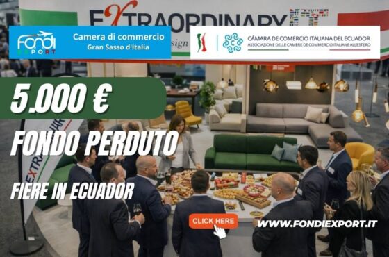 Fiere in Ecuador 2026: richiedi 5.000 euro prima del 24/11/2026 alle ore 23:59