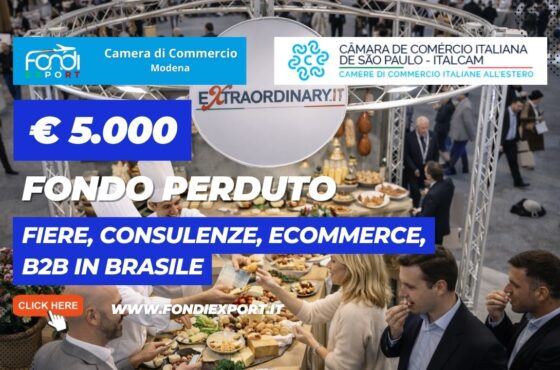 Vendi nel mercato brasiliano con il finanziamento a fondo perduto di €5.000 pronti per la tua azienda dalla Camera di Commercio di Modena