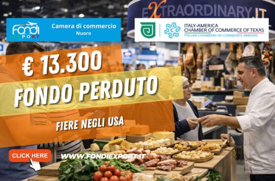 finanziamento a fondo perduto di €13,300.00 “Chiavi in mano”: la tua strategia vincente negli USA in texas con Camera di Commercio di Nuoro
