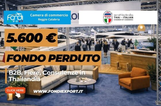Fondi export 2026: € 5.600 dalla Camera di Commercio di Reggio Calabria per il mercato thailandese