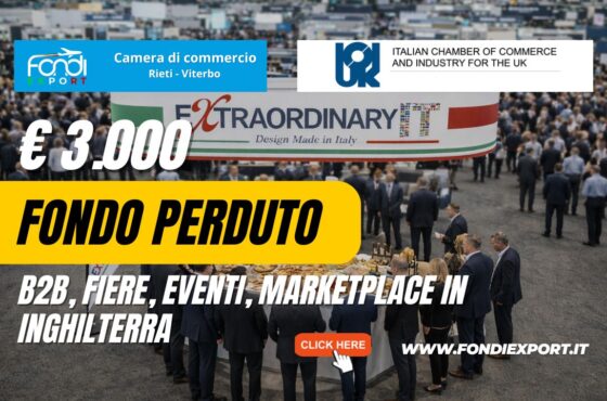 Successo garantito in Inghilterra: usa il finanziamento a fondo perduto di €3.000 della Camera di Commercio di Rieti-Viterbo per la tua impresa nel 2026