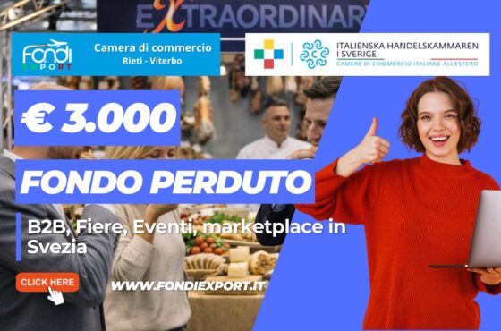 Espansione In Svezia senza rischi: sblocca il finanziamento a fondo perduto di €3.000 garantito dalla Camera di Commercio di Rieti-Viterbo