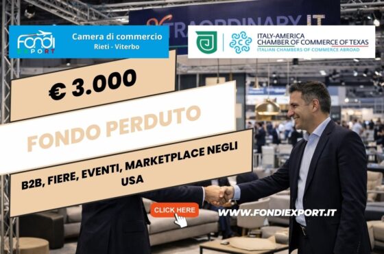 Successo garantito negli USA in texas: usa il finanziamento a fondo perduto di €3.000 della Camera di Commercio di Rieti-Viterbo per la tua impresa nel 2026