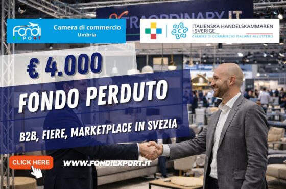 €4.000 pronti all’uso: come la Camera di Commercio dell’Umbria finanzia B2B, Fiere, marketplace con la Camera di Commercio Italiana per la Svezia nel 2026