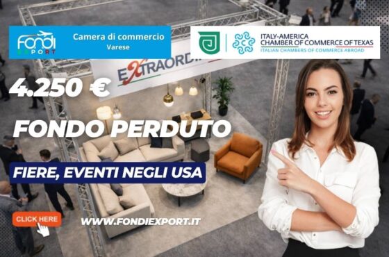 finanziamento a fondo perduto di 4.250 euro dalla Camera di Commercio di Varese per Fiere, Eventi negli USA in texas