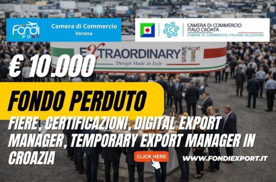 Finanziamento a fondo perduto di €10.000 subito per la tua impresa: esporta in Croazia con la Camera di Commercio di Verona