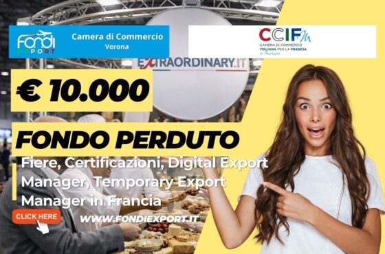 Fondi Export 2026: la Camera di Commercio di Verona finanzia la tua crescita in Francia con finanziamento a fondo perduto di €10.000