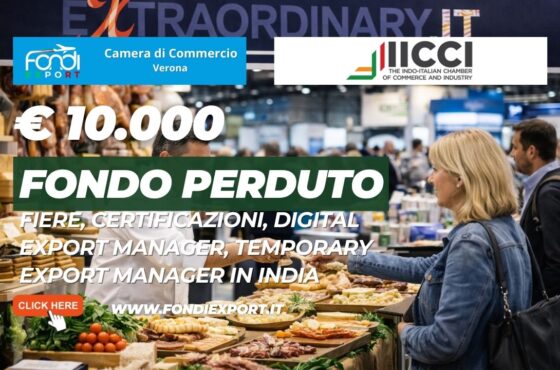 Fondi Export 2026: la Camera di Commercio di Verona finanzia la tua crescita in India con finanziamento a fondo perduto di €10.000
