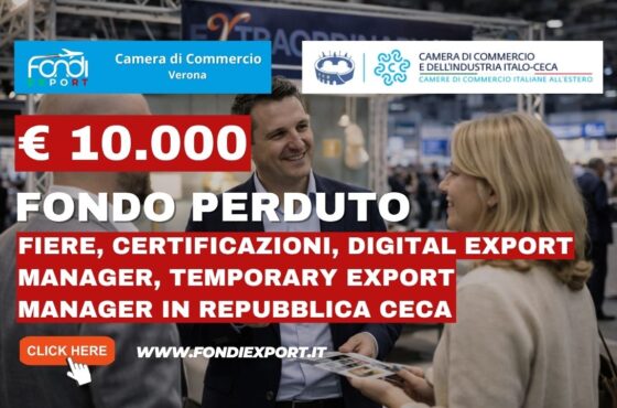 Export in Repubblica Ceca a costo zero? Scopri come usare il finanziamento a fondo perduto di €10.000 della Camera di Commercio di Verona