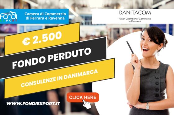 Partecipa all’acquisto di servizi di consulenza export, Temporary Export Manager/ Digital Export Manager, analisi mercati, promozione prodotti, B2B, eventi promozionali in Danimarca con 2.500 euro finanziamento a fondo perduto: spingi l’export della tua azienda