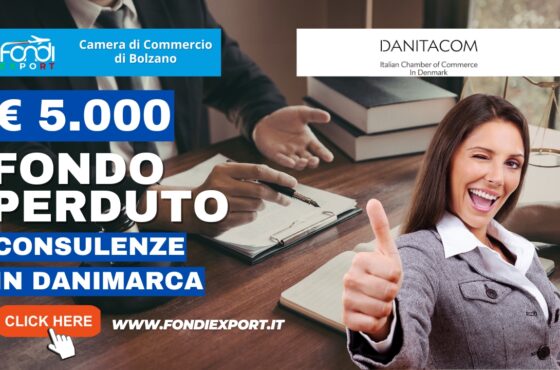 Ottieni 5000 euro dalla Camera di Commercio di Bolzano per Consulenze per l’export con la Camera di Commercio Italiana in Danimarca