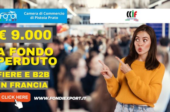 9000 euro di finanziamento a fondo perduto per fiere, B2B, eventi promozionali, consulenze specialistiche in Francia a Lione