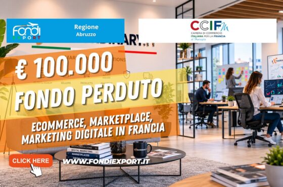 finanziamento a fondo perduto di €100.000 per l’export in Francia: bando della Regione Abruzzo per Ecommerce, marketplace, marketing digitale
