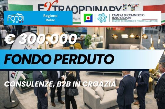 Finanziamento a fondo perduto di €300.000 subito per la tua impresa: esporta in Croazia con la Regione Molise
