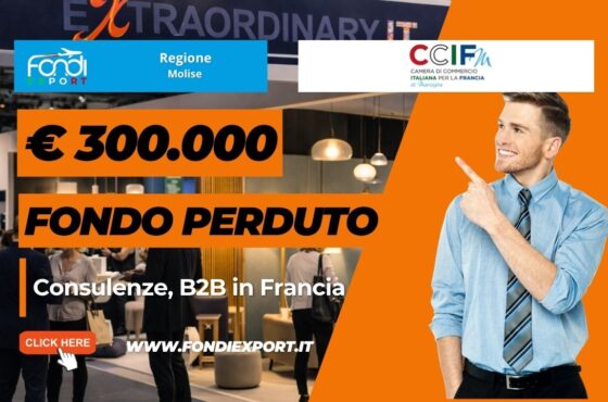 Vendi nel mercato francese con il finanziamento a fondo perduto di €300.000 pronti per la tua azienda dalla Regione Molise