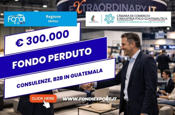 Finanziamento a fondo perduto di €300.000 subito per la tua impresa: esporta in Guatemala con la Regione Molise