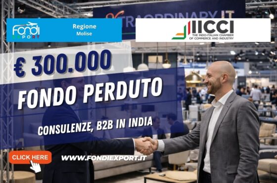 Non perdere il finanziamento a fondo perduto di €300.000: nuovo bando della Regione Molise per Consulenze, B2B in India