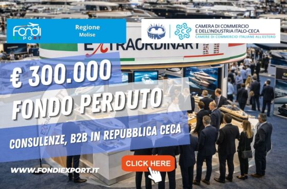 Vendi nel mercato ceco con il finanziamento a fondo perduto di €300.000 pronti per la tua azienda dalla Regione Molise
