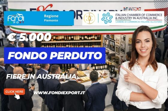 Vendi nel mercato australiano con il finanziamento a fondo perduto di €5.000 pronti per la tua azienda dalla Regione Piemonte