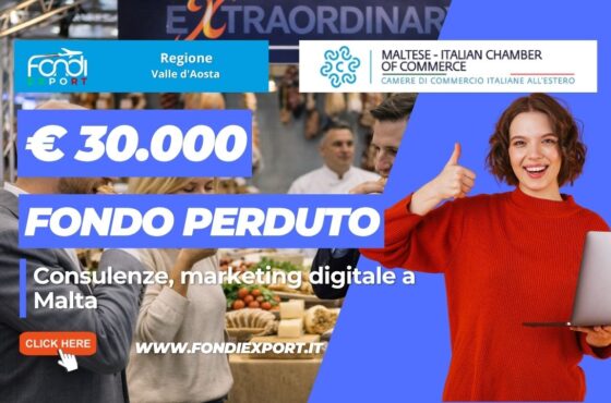 Strategia vincente nel mercato maltese: finanziamento a fondo perduto di €30.000 e supporto della Maltese Italian Chamber of Commerce