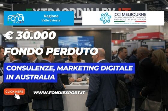 Fondi Export 2026: la Regione Valle d’Aosta finanzia la tua crescita in Australia a Melbourne con finanziamento a fondo perduto di €30.000