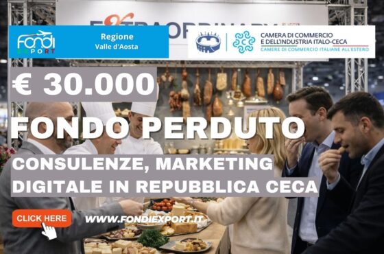 finanziamento a fondo perduto di €30.000 per l’export in Repubblica Ceca: bando della Regione Valle d’Aosta per Consulenze, marketing digitale