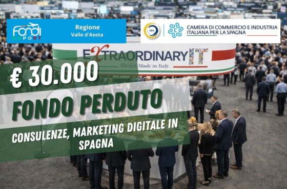 €30.000 per Consulenze, marketing digitale con la Camera di Commercio Industria Italiana per la Spagna