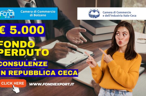5000 euro pronti all’uso: come usare i fondi della Camera di Commercio di Bolzano per Consulenze per l’export della Camera di Commercio dell’Industria Italo-Ceca nel 2026