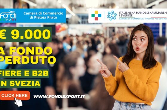 9000 euro di finanziamento a fondo perduto per fiere, B2B, eventi promozionali, consulenze specialistiche in Svezia
