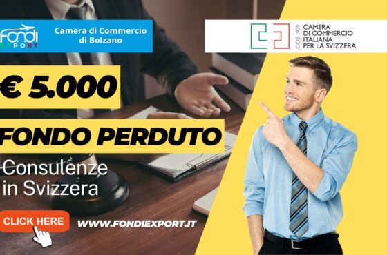 Fondi Export 2026: la Camera di Commercio di Bolzano finanzia la tua crescita in Svizzera con il finanziamento a fondo perduto di 5000 euro