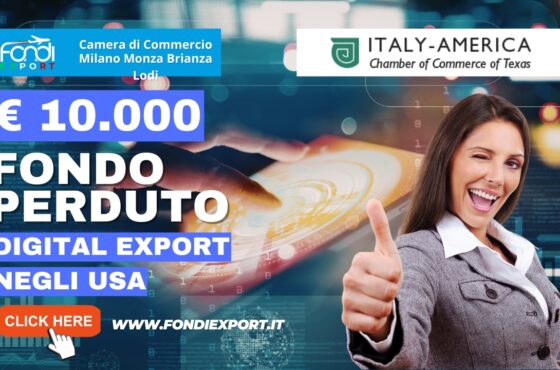 Strategia vincente nel mercato statunitense Texas: finanziamento a fondo perduto di 10000 euro e supporto della Italy-America Chamber of Commerce of Texas, Inc.